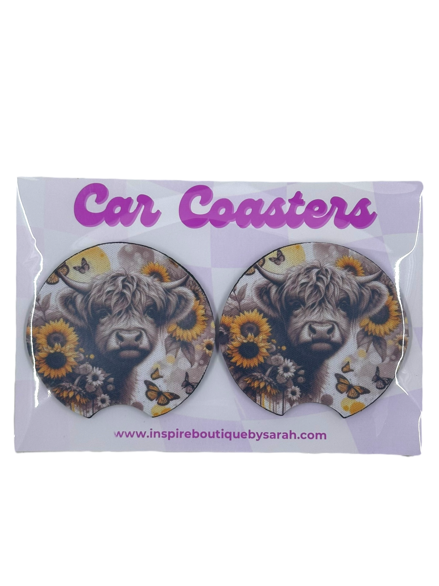 Car Coasters - Sunflower Cow (2pcs)