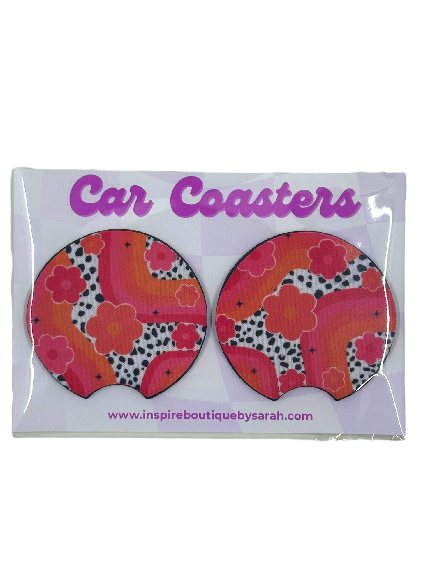 Car Coasters - Retro Flower Vibe (2pcs)