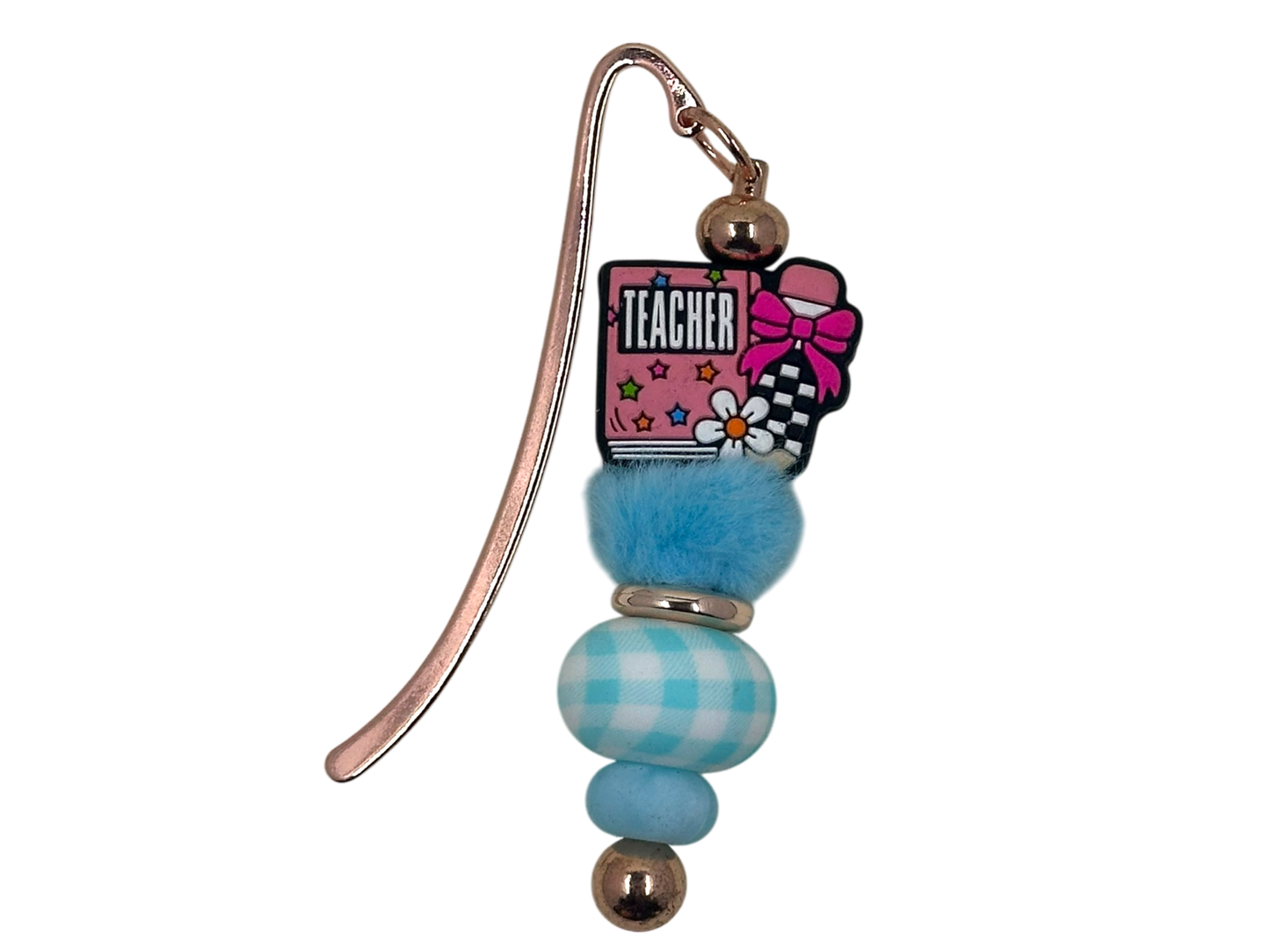 Beaded Bookmark - Teacher Blue