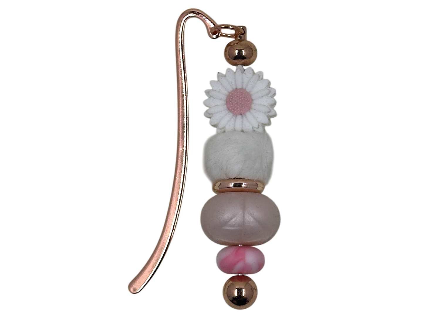 Beaded Bookmark - Pink Flower