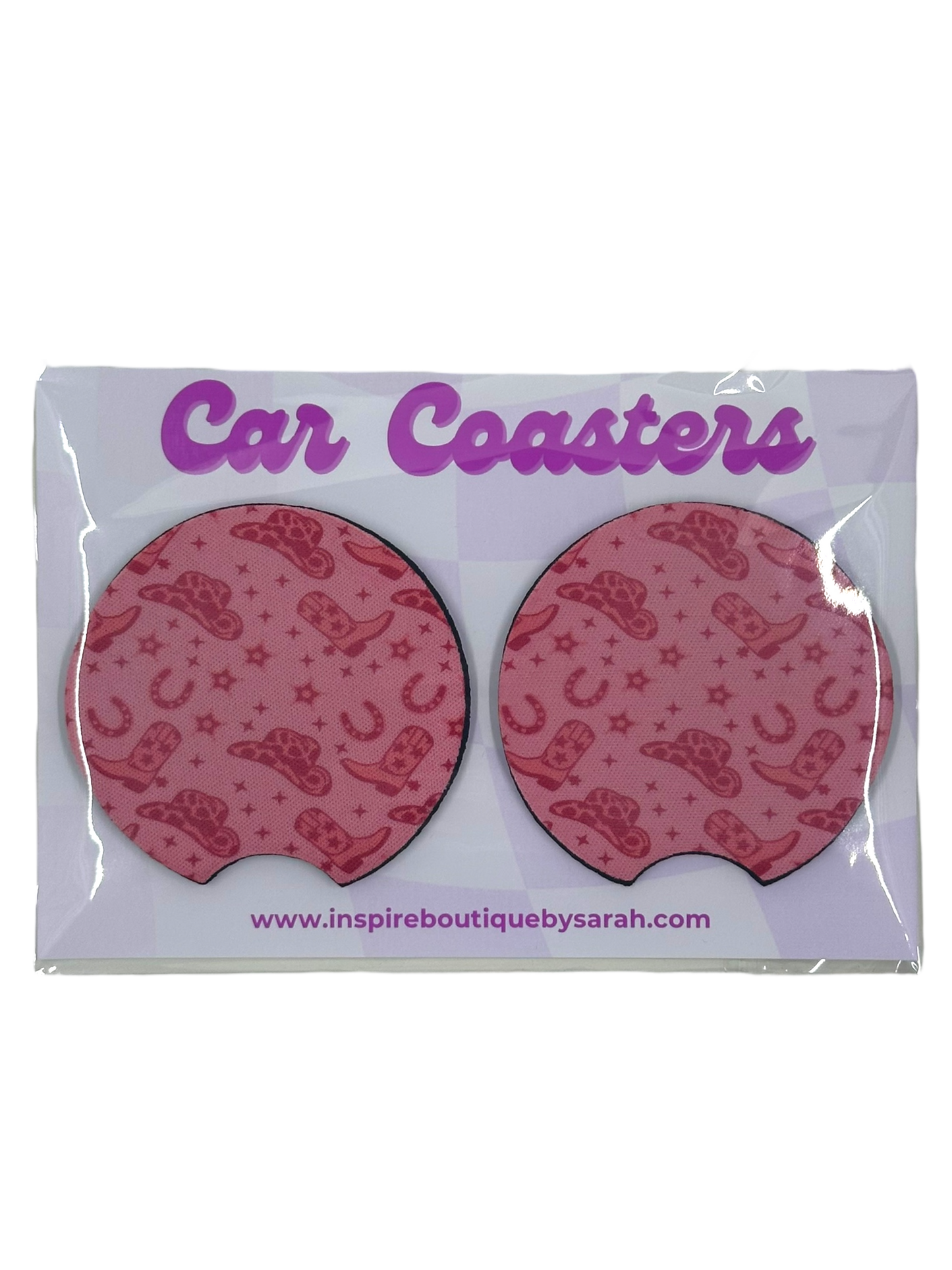 Car Coasters - Pink Western (2pcs)