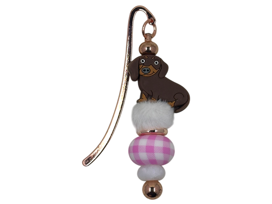 Beaded Bookmark - Pink Dachshund