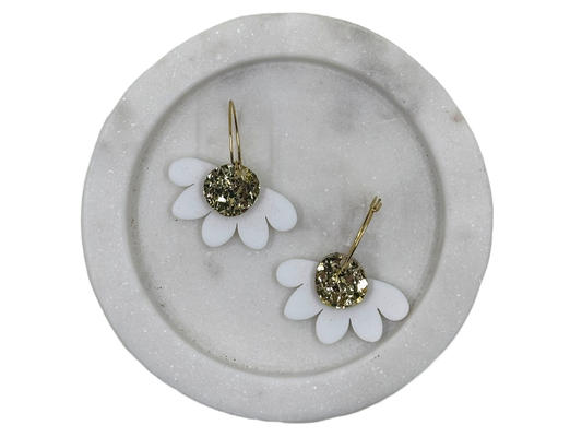 Earrings - White Daisy