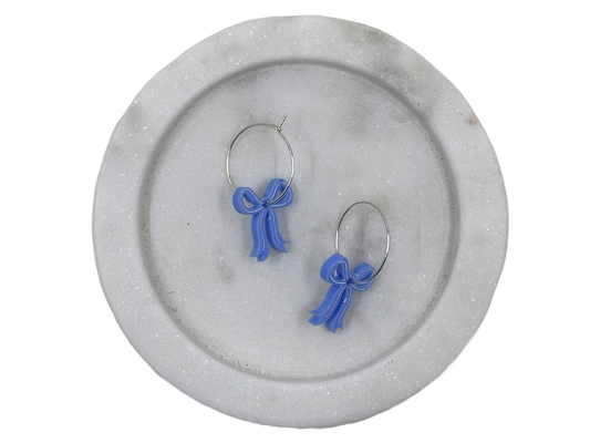 Earrings - Blue Bows