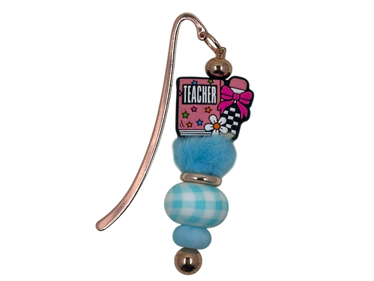 Beaded Bookmark - Teacher Blue