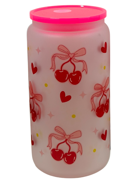 Frosted Tumbler - Cherry Bows