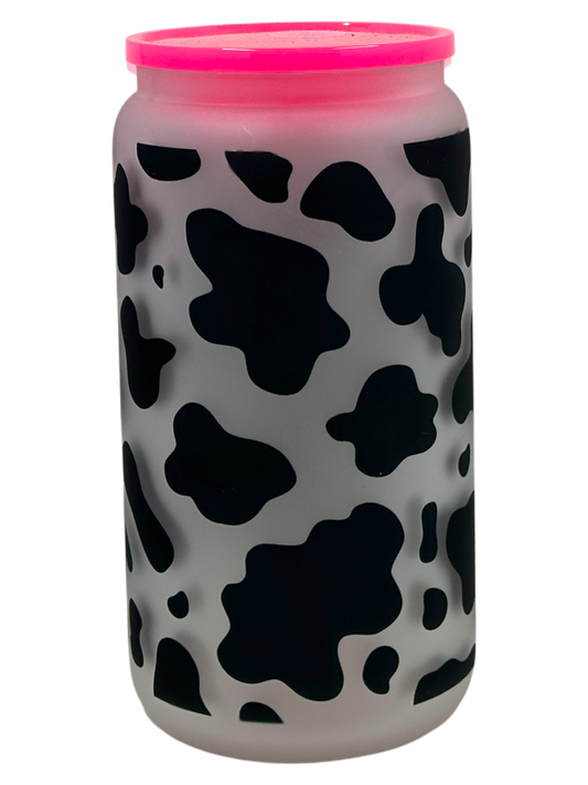 Frosted Tumbler - Cow Pattern
