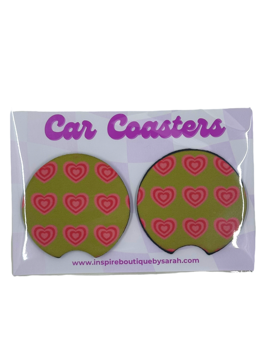 Car Coasters - Trippy Hearts (2pcs)