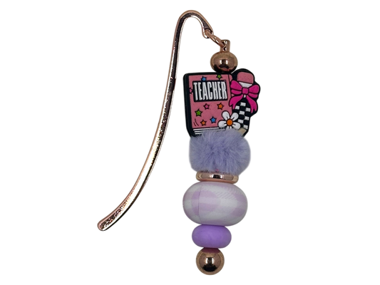 Beaded Bookmark - Teacher Purple
