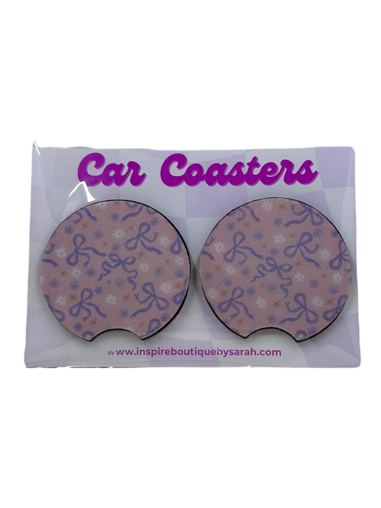 Car Coasters - Blue Bows  (2pcs)