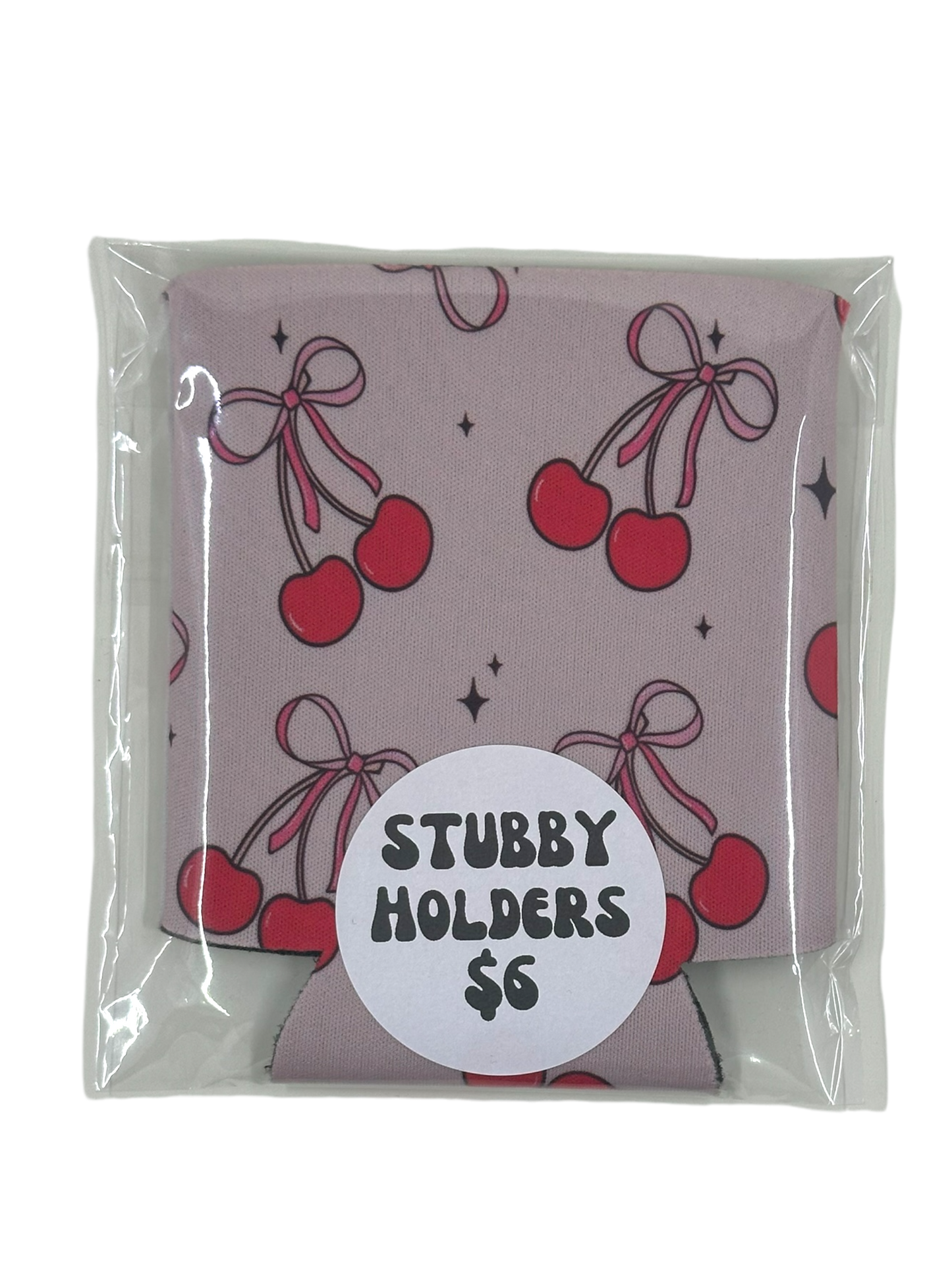 Stubby Holder - Cherry Bows