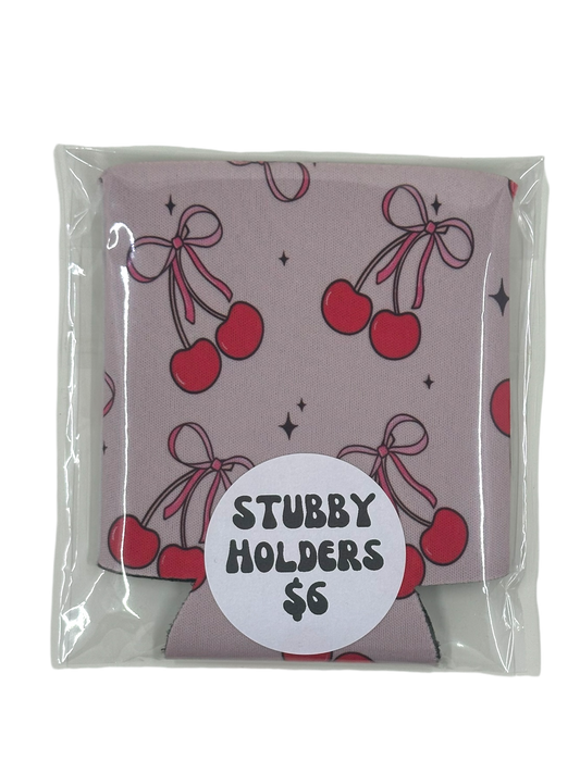 Stubby Holder - Cherry Bows
