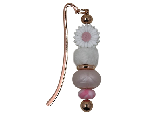 Beaded Bookmark - Pink Flower
