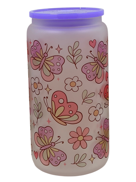 Frosted Tumbler - Pastel Butterflies