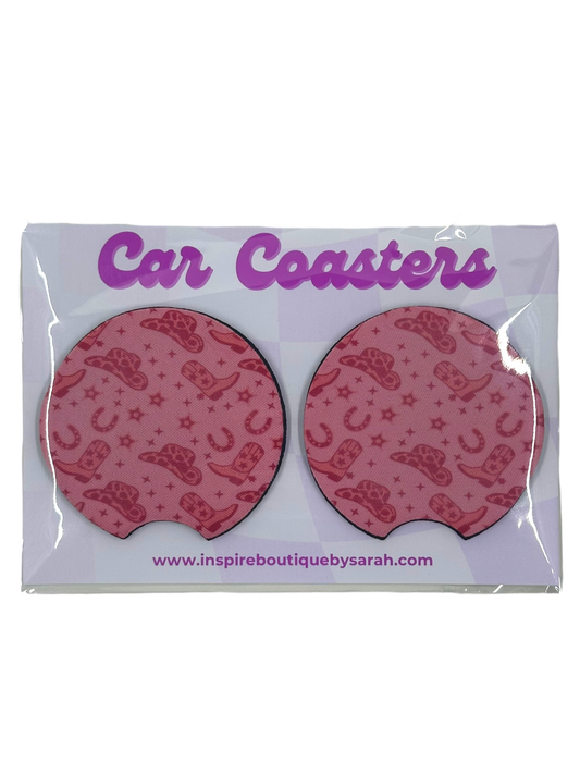 Car Coasters - Pink Western (2pcs)