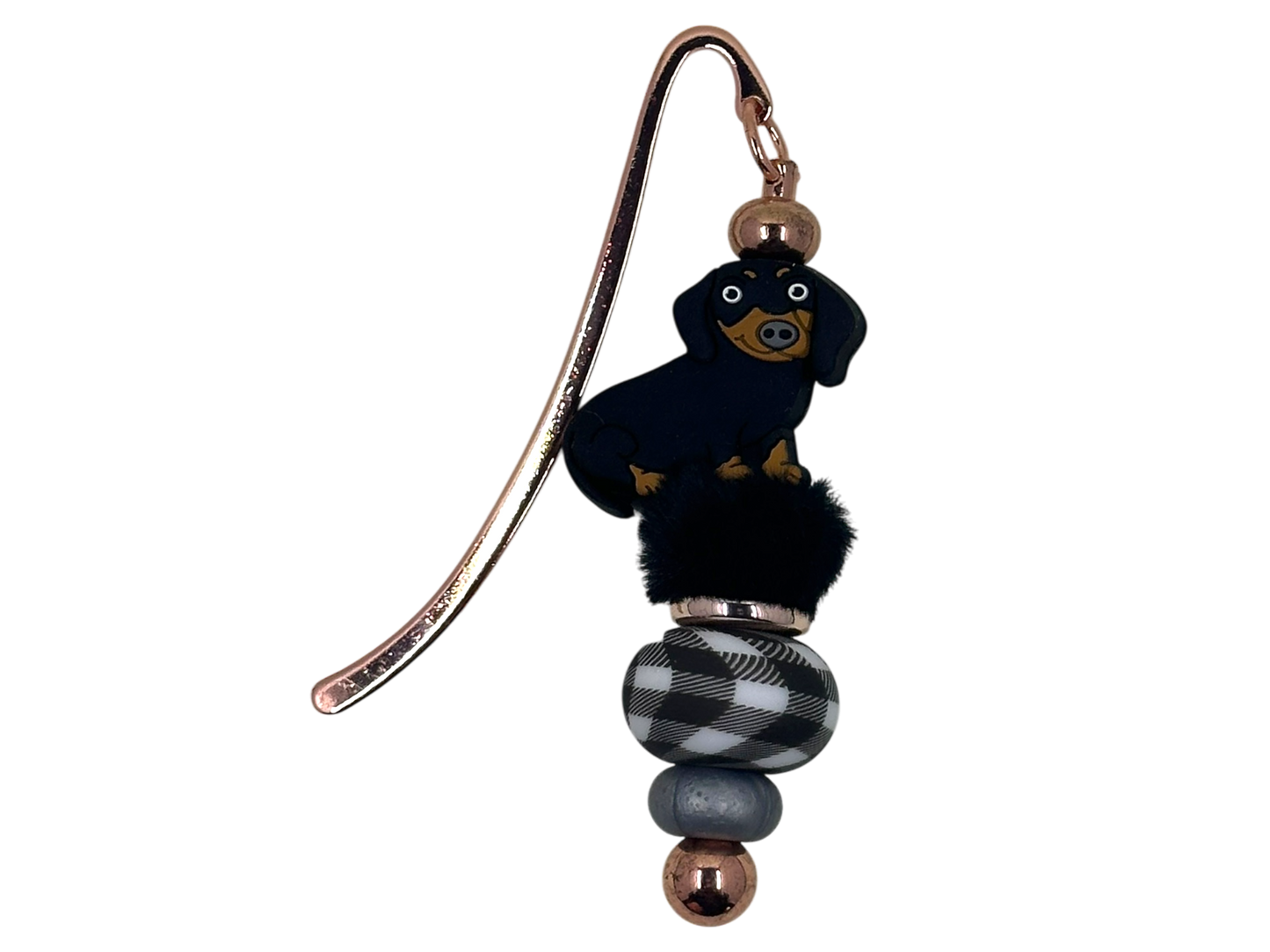 Beaded Bookmark - Black Dachshund