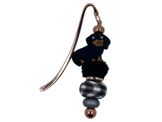 Beaded Bookmark - Black Dachshund
