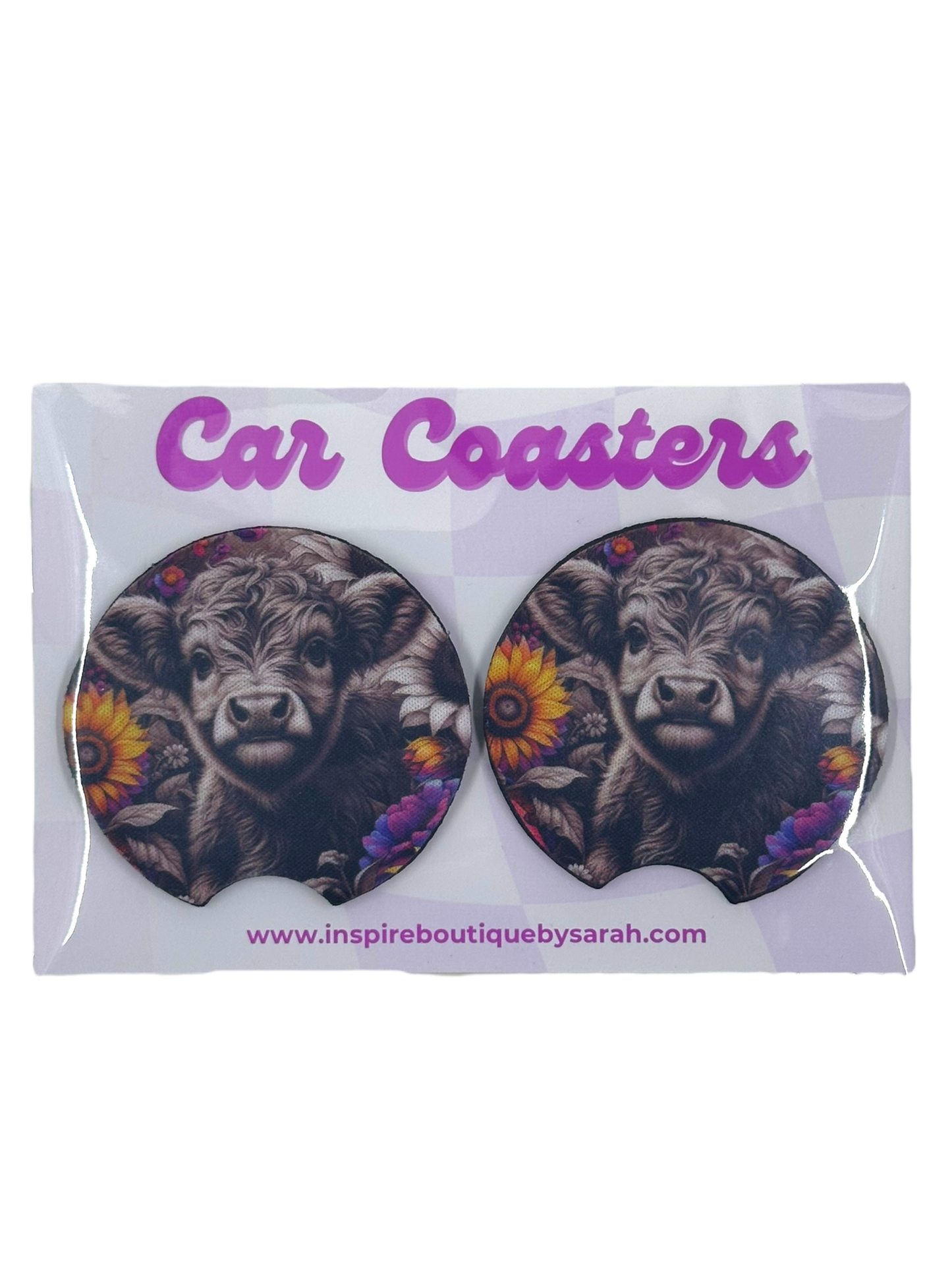 Car Coasters - Highland Cow  (2pcs)