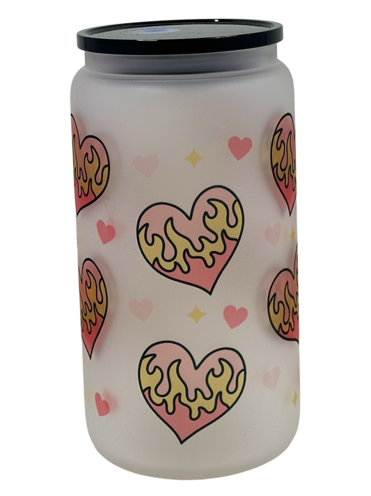 Frosted Tumbler - Flamin Hearts