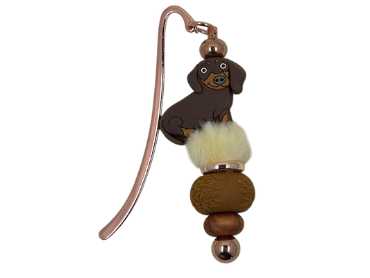 Beaded Bookmark - Brown Dachshund