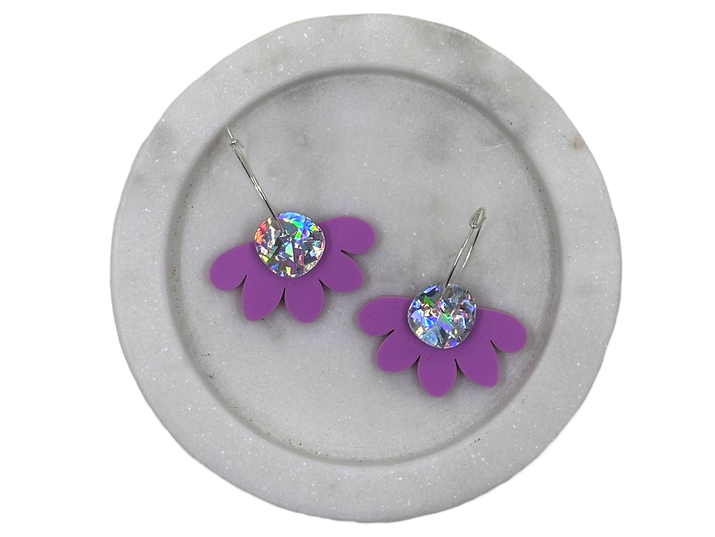 Earrings - Purple Daisy