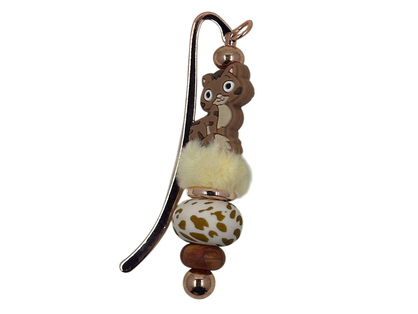 Beaded Bookmark - Brown Cat