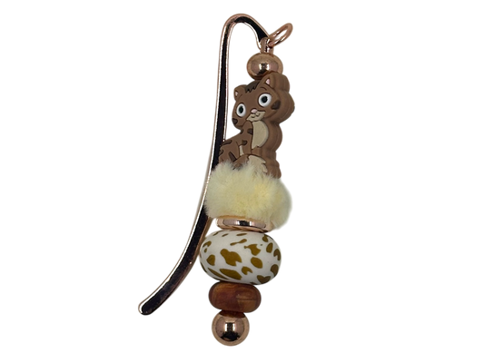 Beaded Bookmark - Brown Cat