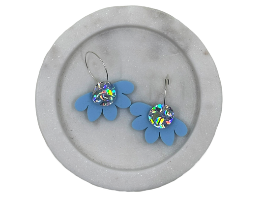 Earrings - Blue Daisy