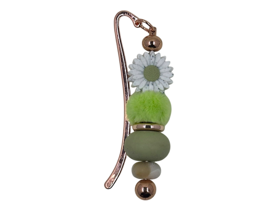Beaded Bookmark - Green Flower