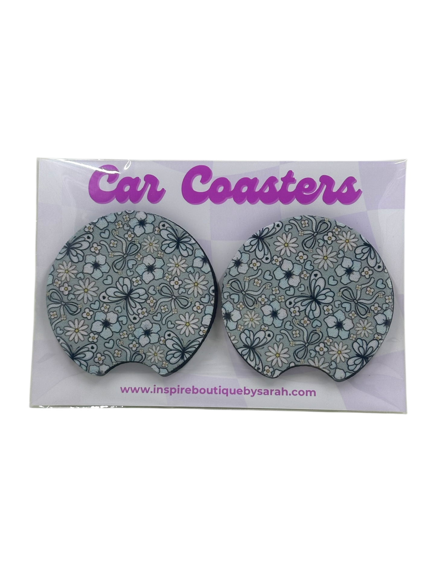 Car Coasters -  Cutesy & Blue (2pcs)