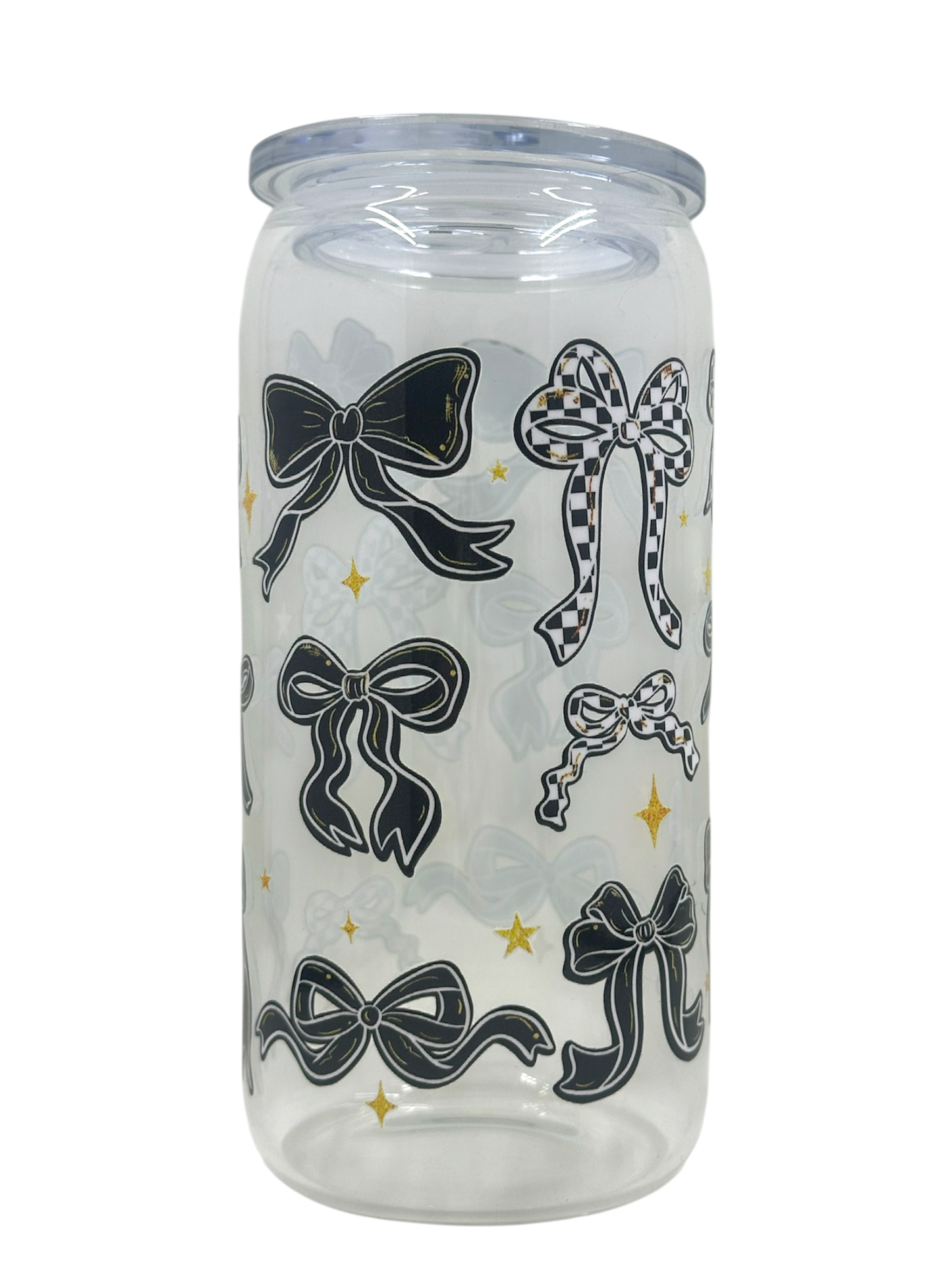 Glass Tumbler - Checkered Bows