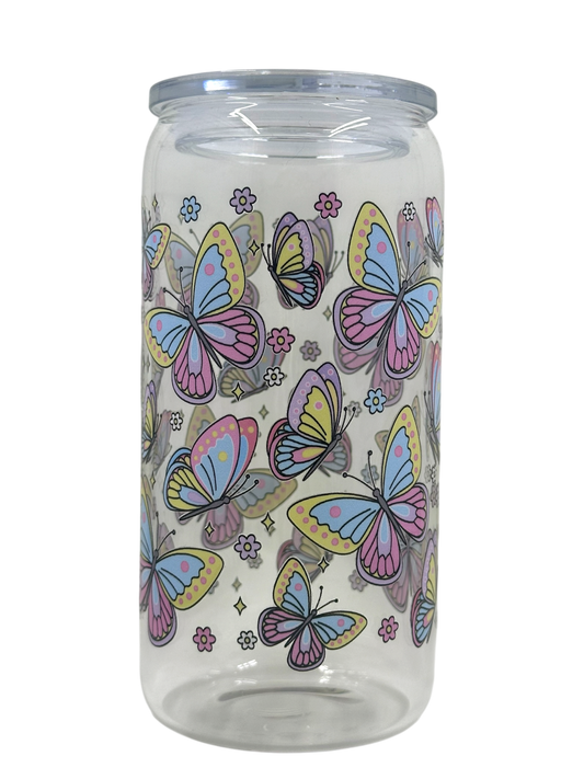 Glass Tumbler - Butterfly Posey